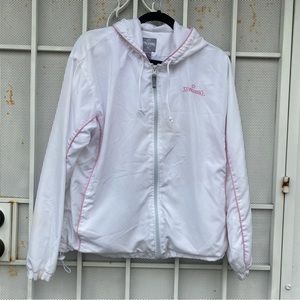 Spaulding women’s XL hooded white parka  long sleeve full front zip **faint mark